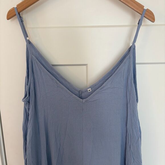 Women’s V-Neck Sleeveless Maxi Dress with Pockets Size M Blue New - Picture 2 of 5
